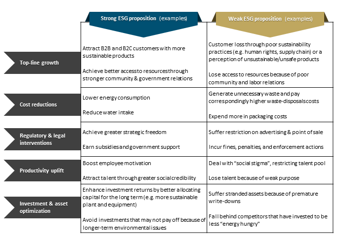 Figure 4: Link between value creation and ESG proposition in five ways [Source: ifb]