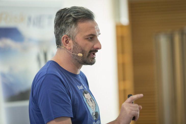 Light on, light off. Marco Di Filippo from KORAMIS and his hacking demonstration for Industry 4.0 at the RiskNET Summit 2016.