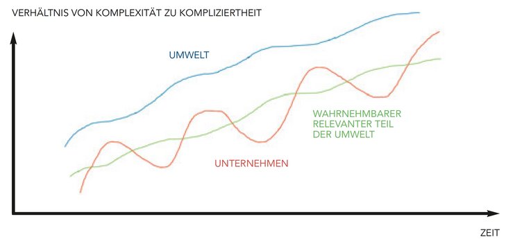 Abb. 04: Verhältnis von Komplexität zu Kompliziertheit und wahrnehmbarer relevanter Anteil der Umwelt Abb. 04: Verhältnis von Komplexität zu Kompliziertheit und wahrnehmbarer relevanter Anteil der Umwelt