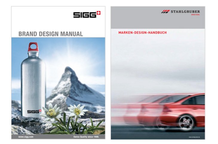 Abb.: 09: Sigg und Stahlgruber setzen verbindliche Styleguides ein und stellen so eine selbstähnliche Führung ihrer Marke sicher (Design: Schiller Brand Company).