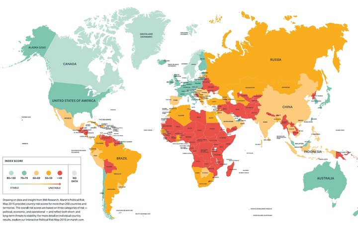 Geopolitical Threats: Political Risk Map 2016