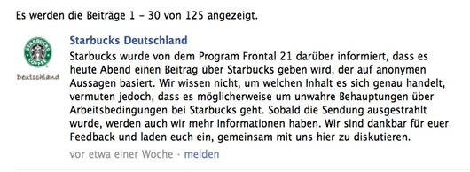 Starbucks-Reaktion Starbucks-Reaktion