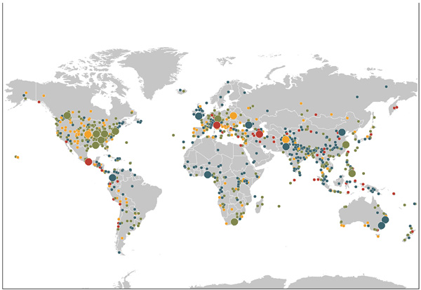 Weltkarte Naturkatastrophen 2012