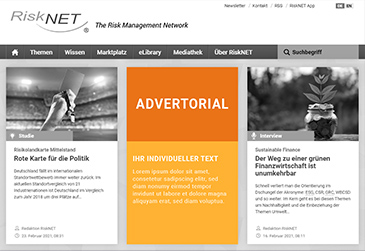 Advertorial auf dem Portal RiskNET sowie im Newsletter