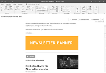 Banner in the RiskNEWS newsletter
